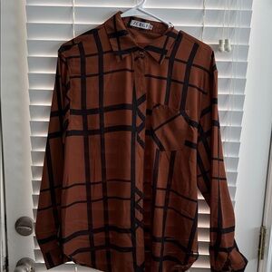 Women's  Lace Brown Checkered Shirt
